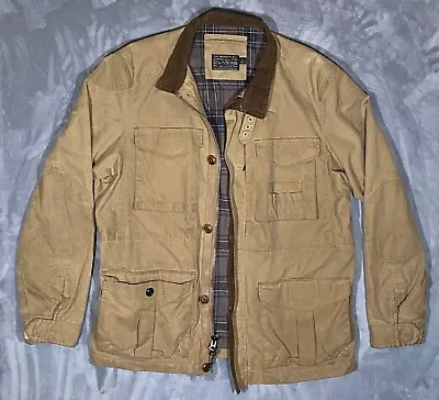 J CREW British Millerain Mens L Waxed Cotton Field Chore Coat Brown Barn Jacket • $100