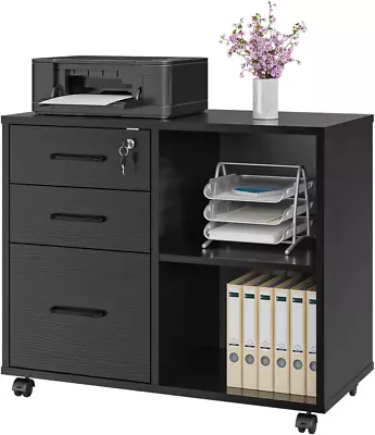 3 Drawer Office File Cabinets Mobile Lateral Printer Stand With Open Storage Sh • $144.99