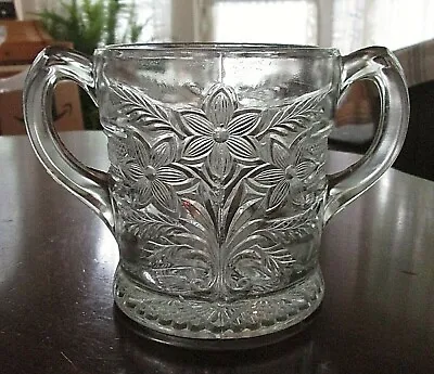 EAPG INDIANA GLASS No. 162; Bouquet; Narcissus Spray; Winner Open Sugar 4 3/8  • $17.81