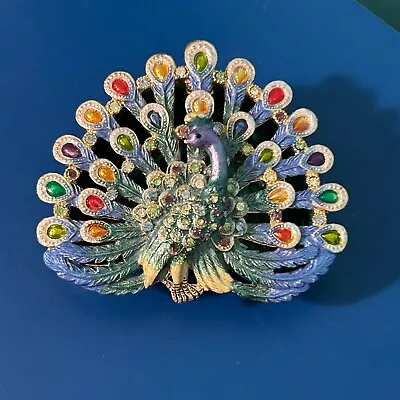 Rucinni Peacock Trinket Box Rhinestone Jeweled • $24.95