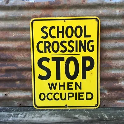 Vintage School Crossing Porcelain Sign Antique Double Side Old Street Sign 18x24 • $249