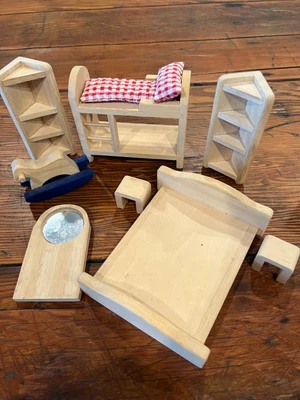 $9.95 • Buy Ryans Room - Melissa & Doug Wood Dollhouse Furniture 8 Pcs Bedroom