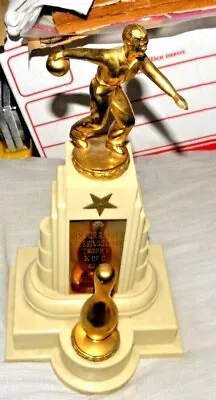Vintage Trophy Bowling Berkeley Cal Knights Of Columbus Jim Miraglia Cater 1948 • $249.99