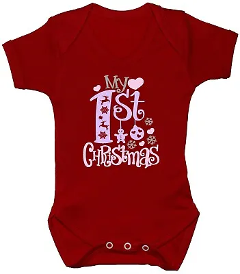 My 1st Christmas Baby Grow Bodysuit Romper Newborn-18m First Xmas Gift Santa • £9.49