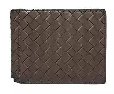 Bottega Veneta Intrecciato Billfold Card Case Leather Money Clip Greige Men • $200.23