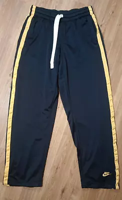 VINTAGE Nike Track Pants Mens Large Navy Blue Training Athletic Gold Gray Tag • $24.84