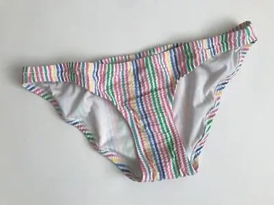 NEW JCrew $48 Lowrider Bikini Bottom In Rainbow Seersucker Size XXS Multi H7668 • $20.30