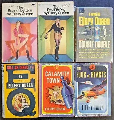 ELLERY QUEEN Vintage Lot Of 6 Paperback Books Mystery Crime Noir Pulp GGA • $16.62