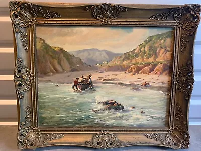 Wonderful William J Brown Canyon Stream Painting Large Gilted Frame Art 26x20 • $315