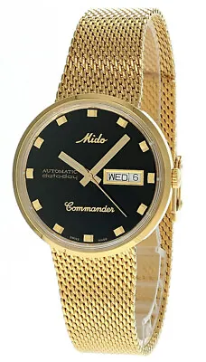 MIDO Commander 37MM SS Black Dial Gold Mesh Men's Watch M8429.3.28.13 • $765