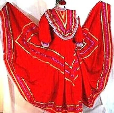 5 De Mayo Authentic Mexico Jalisco Yellow Dance Dress Folkloric Rodeo Adult NWT • $109.95