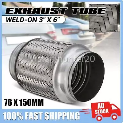 3  INCH ID X 6  INCH Long Stainless Steel Exhaust Flex Joint Tube Pipe Braided A • $21.95