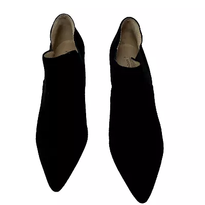 Antonio Melani Maxinee Black Suede Slip On City Chic Designer Booties Size 9M • $49.45