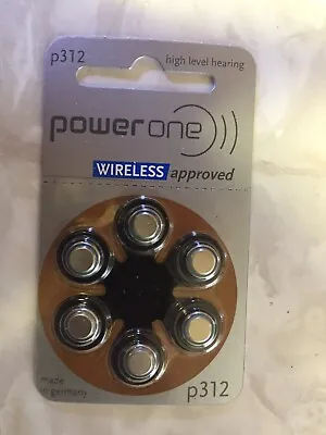 Power One P 312 P312 High Level Hearing Package Of 6 Batteries • $5