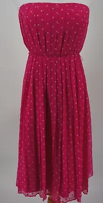 J CREW Size 6 Doodle Dot Strapless Dress Sample Vintage Berry Pink • $37.99