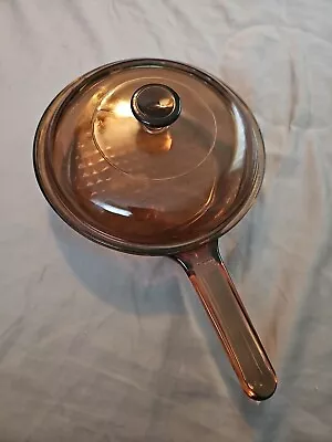 🍲🌟 Pyrex Corning Ware Vision 1.5 Liter Amber Glass Saucepan With Lid Large • $18.50