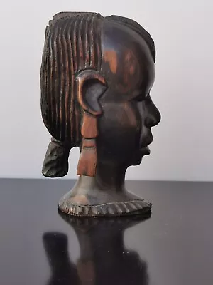 Tribal Hard And Heavy Ebony Wood Carved African Figure Bust Statue Head Maasai • £77.84