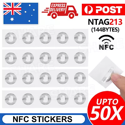 UP 50x NFC TAG Sticker NTAG 213 Universal Label RFID Tag For Android NFC Phones • $3.75