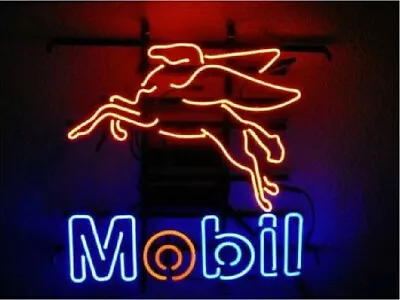 Amy  Mobilgas Pegasus Horse Mobil Gas Oil Neon Light Sign Lamp 17 X14  Wall • $129.79