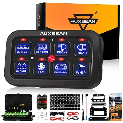 AUXBEAM 8 Gang On-Off Control LED Switch Panel Blue For Jeep SUV Truck Driving • $169.99