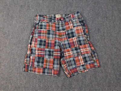 LL BEAN Madras Plaid Shorts Adult 30 Large Patchwork Summer Vacation Preppy • $11.37