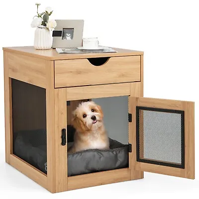 Industrial Dog Crate Decorative Dog Kennel End Table Indoor Dog House W/ Drawer • £109.95