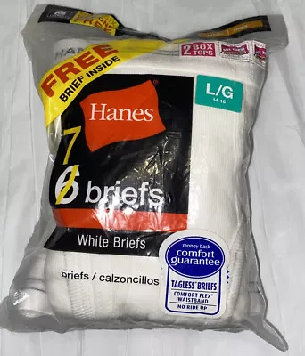 Hanes Boys White 100% Cotton 7-Pk Briefs Underwear Sz Large 14-16 New • $11.99