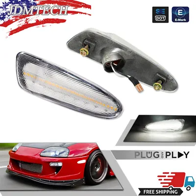 For 2000-2005 Toyota Celica White LED Front Bumper Side Marker Lights Clear Pair • $26.19