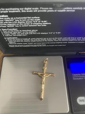 LARGE Ish 9CT Yellow Gold Cross Pendant Beautiful Hallmarked Crucifix • £72
