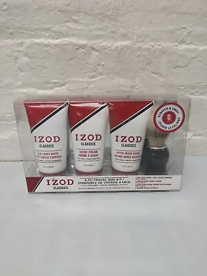 NEW! Men's IZOD Classics 4 Pc Travel Kit Body Wash Shave Cream After Shave Brush • $9.56