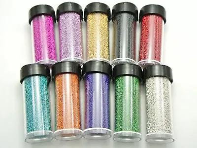190Gram Glass Nail Art Caviar Beads 3D Micro Microbeads No-hole 10 Storage Jars • $12.63
