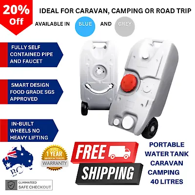 Portable Water Tank Caravan Camping Camper Trailer 4x4 RV Tanks Weisshorn 40L • $94.63