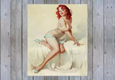 'BEDSIDE MANNER' 1958 ELVGREN VINTAGE PINUP GIRL REDHEAD POSTER PRINT 24x20 • $26.95