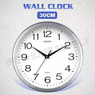 Wall Clock Quartz Round Wall Clock Silent Non Ticking Battery Operated 12 Inch • $14.55