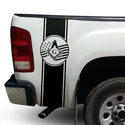 Mason Flag Masonic American Flag Truck Bed Vinyl Decal Sticker Fits Most Trucks • $33.49