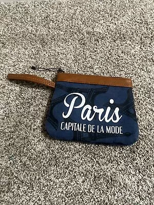 Paris Capitale De La Mode JULLIA.D Zipper Handle Eiffel Tower Pouch Purse FRANCE • $34.99