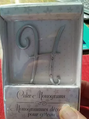 Cake Monogram Letter H Silver With Stones 2.5  Tall • $4