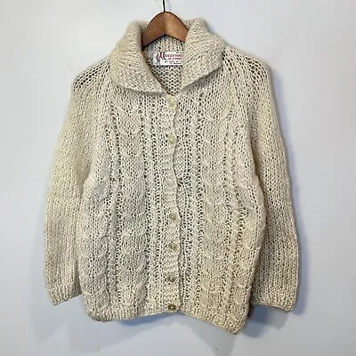 Vintage Women's Mohair Wool Knit Cardigan Sweater Size Large Made Italy • $40.45