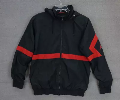 Vintage Nike Air Jordan Flight Jacket 90's Black Red 23 Windbreaker Zip Medium • $69.99