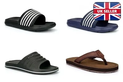 Mens Summer Sandals Mens Flip Flops Mens Mules Toe Post Leather Effect Size • £15.19