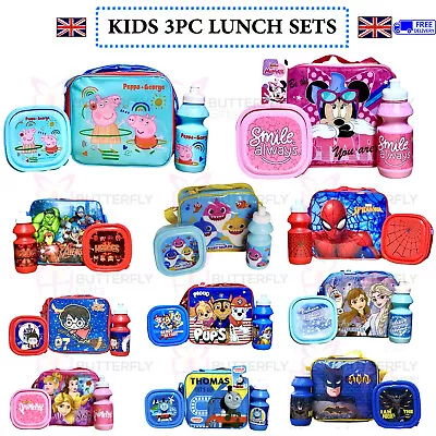 £13.95 • Buy 3Pcs Set Childrens Insulated Lunch Pack Bag Kids Boys Girls School Food Box