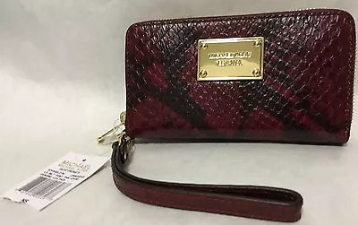 MICHAEL KORS Cinnabar Python Embossed Leather Phone Case Wallet Wristlet NEW TAG • $130