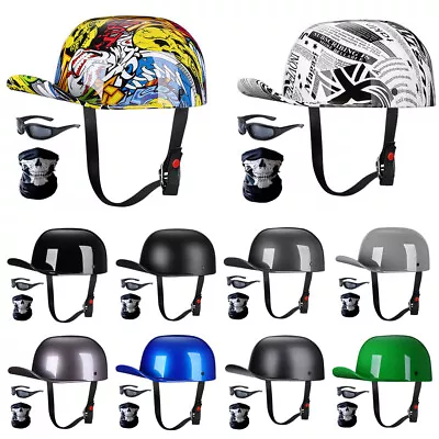 Vintage Retro Open Face Motorcycle Helmet Baseball Cap Half Helmets Moped Jet • $52.71