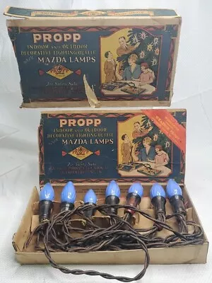 Antique Propp Mazda Lamps Christmas Light Set With Graphic Box UNTESTED! • $39.95