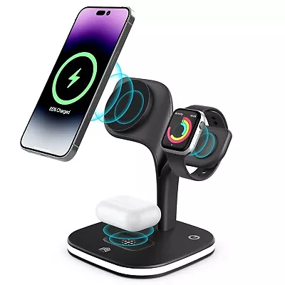 $51.99 • Buy 5 In 1 MagSafe Magnetic Wireless 15W Fast Charging Dock Station Stand LED Lamp