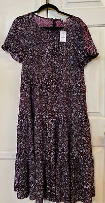 NWT J. Crew -  Puff-Sleeve Tiered Midi Dress Item AR984 - Size Medium Sold Out! • $59