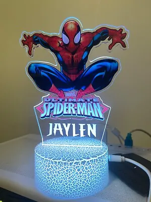 Personalized Spiderman  Birthday Gift Table Lamp Acrylic Night Light • $44.99