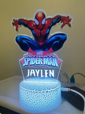 Personalized Spiderman  Birthday Gift Table Lamp Acrylic Night Light • $44.99