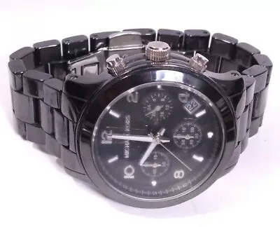 Women Michael Kors Watch Mk5162 Chronograph Ceramic Bracelet Band Black Case New • $147.99