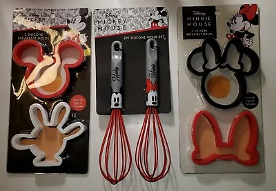 Disney Mickey Minnie Mouse New Egg Pancake Breakfast Molds Whisk Cheap! All 3qty • $17.65